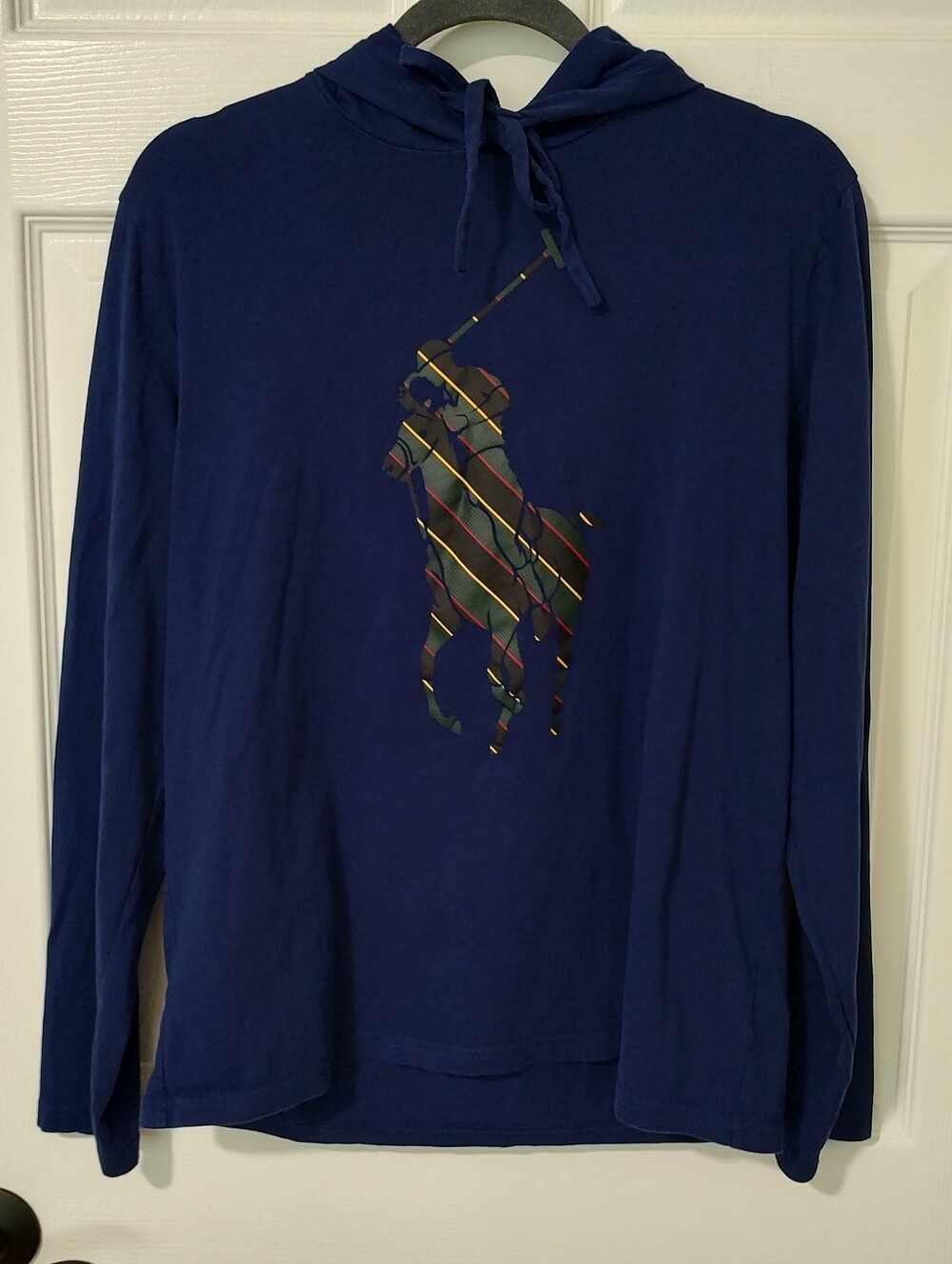 Polo Ralph Lauren Horse Boston Common Hoodie Pony Navy Plaid Preppy M